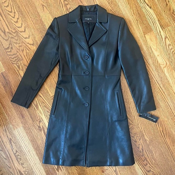 Vintage Deadstock Leather Trench Coat / Jacket NWT